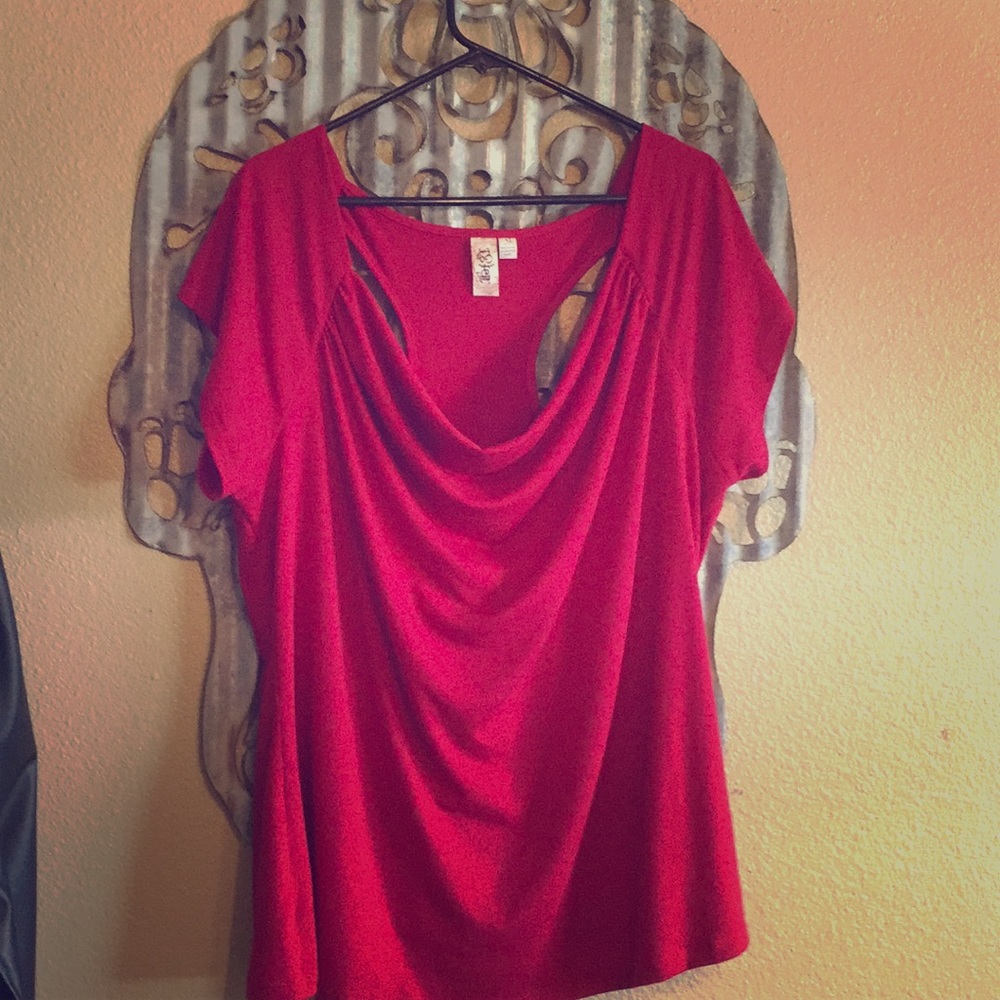 Red Knit Top with Peek-a-boo back